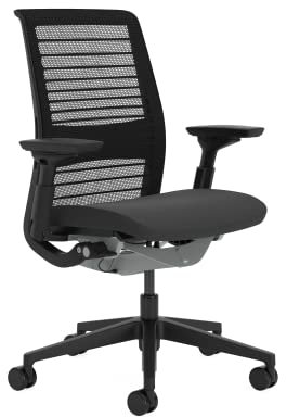 Steelcase Think Ergonomischer Bürostuhl mit LiveBack Lendenwirbelstütze, 4D-Armlehnen, nachhaltiges Design, Schwarz