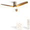 CREATE / WINDCALM/Ventilatore da soffitto con luce con comando e controller parete, motore DC bianco e pale legno naturale / 40 W, silenzioso, Ø132 cm, 6 velocità, timer, funzione estate-inverno
