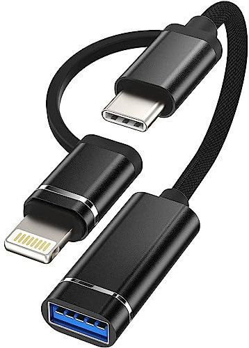 DN-Technology 2 in 1 USB 3.0 Type C Male to USB Female OTG Adapter Cable For iPhone 14 / iPhone 13 / iPhone 12 / iPhone 11 / iPhone X/XS/XS Max/iPad/MacBook For Mouse Camera Card reader etc
