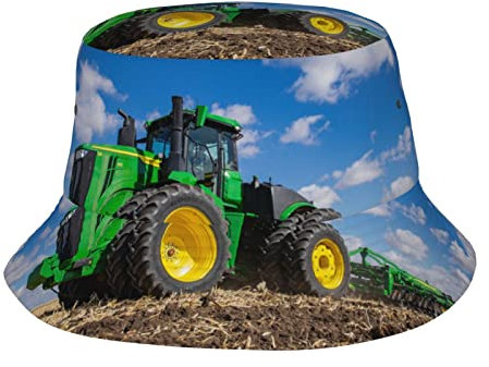 ZaKhs Fischerhut mit Traktor-Farmprint für Männer und Frauen, verstaubar, Sonnenhut, modische Strandkappen für Outdoor-Reisen, Schwarz, Schwarz , One size