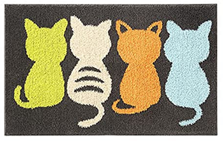 Banziaju Latch Hook KitsBath Mat Cute Cat Shower Rug Absorbent Bath Rug Non Slip Cat Door Mat Entrance Mat for Home Decor 15.75x23.62 inch
