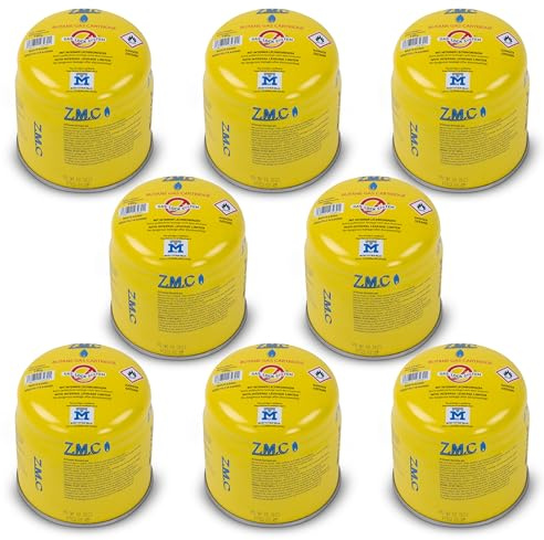 Z.M.C 8X Butan Gaskartuschen 190g Typ C200 EN417, Butan Gas Kartuschen mit Sicherheitsventil, Stechkartusche Gaskartusche ideal für Gasbrenner, Campingkocher, Abflämmgerät, Lötbrenner, Gaskocher