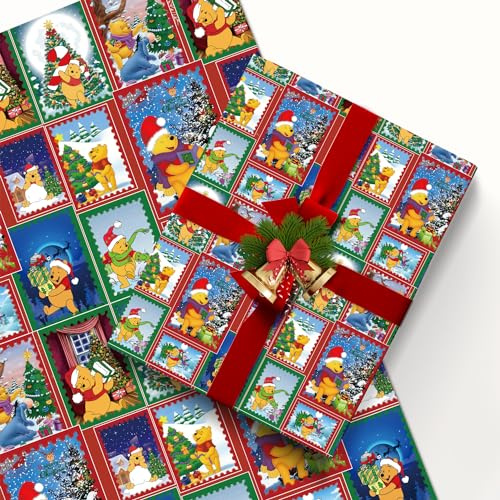 EYQQM Geschenkpapier, 5 Stück, 50,8 x 76,2 cm, Kraftpapier, Geschenkpapier, Bögen für Kindergeburtstag, Party-Aufbewahrung, festliche Dekoration (Bär-Stempel)
