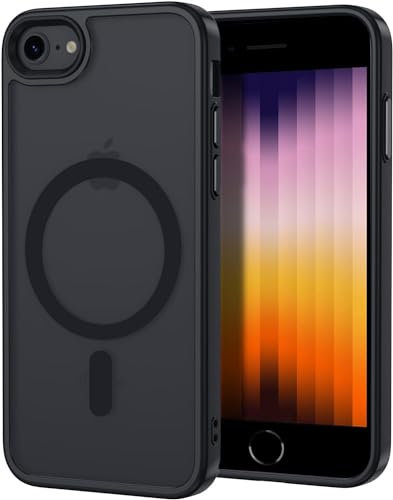 AoozeFon Handyhülle iPhone 8/7/ SE 2020/2022/ Hülle kompatibel mit Magsafe, Magnetisch Transluzente Matte Schutzhülle für iPhone 6/ 6S Anti Fingerabdruck PC Rückseite + TPU Bumper, Schwarz