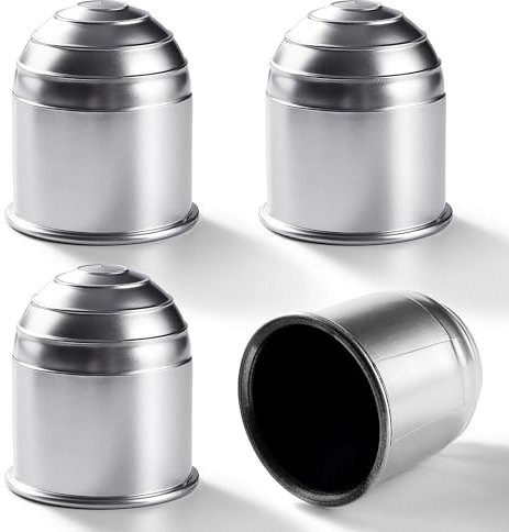 VooGenzek 4 Pezzi Tappo Gancio Traino, 50 mm Tappo Copri Gancio di Traino in Plastica, Copertura Universale per Gancio di Traino a Sfera, Copertura a Sfera per Gancio di Traino, Argento
