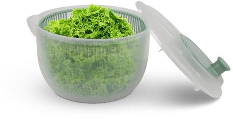 Pro Home Salatschleuder (2,7 Liter, Ø20cm) BPA-frei, 3in1 - Schleuder, Sieb und Salatschüssel, 3D Kurbel - Schleudern ohne Kraftaufwand, Salattrockner