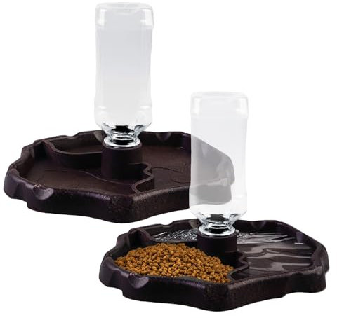 Vegena 2pcs Distributeur d'eau pour Reptile 2 en 1 Abreuvoir Tortue, Mangeoire À Eau pour Reptiles Bol De Nourriture pour Reptiles Bol d'eau De Nourriture pour Reptiles pour Reptiles Tortues Lézards