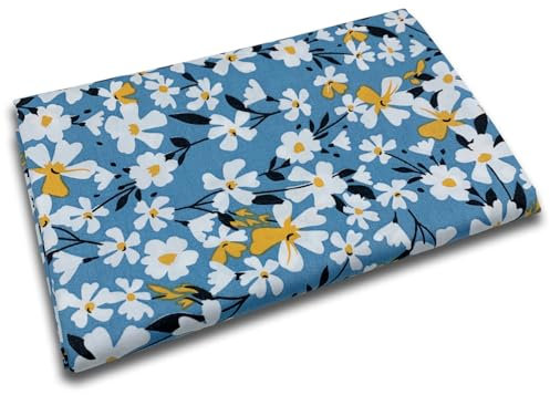 EDGEAM Baumwollstoff Meterware 160 cm breit - Stoffe zum Nähen (50cm, 100cm, 200cm) - Handwerken Nähen Stoff - Dekostoff - Nähmaterial (Blau 01#, 50x160cm)