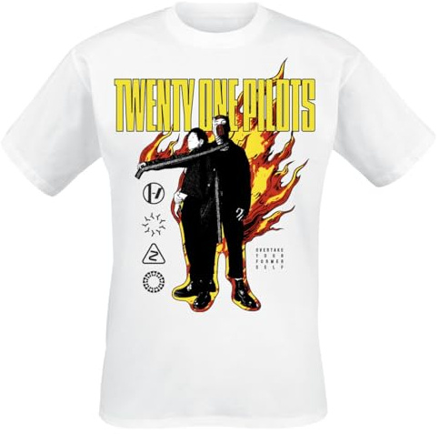 Twenty One Pilots On Fire Männer T-Shirt weiß Band-Merch, Bands