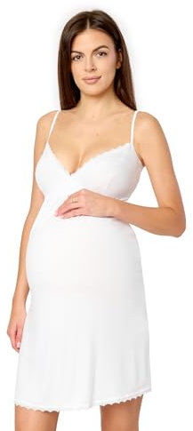 Merry Style Fond de Robe de Grossesse en Viscose élastique Respirant Doux pour la Peau Robe Grossesse Vêtements de Tous Les Jours MS10-466 (Blanc, XL)