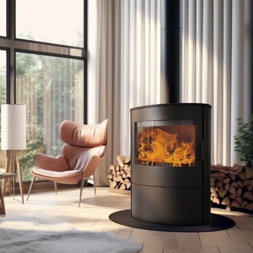 KRATKI Rollo 2 Kaminofen 10 kW Ø 150 mm mit Raumluftunabhängig – Freistehender Stahl-Holzofen BImSchV 2-konformm, Energieeffizienzklasse A & HKI-Zertifiziert - modernes Design