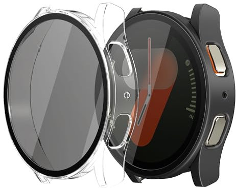 kwmobile 2x Cover Compatible with Samsung Galaxy Watch 7 44mm Case - Smart Watch Privacy Screen - Transparent/Black