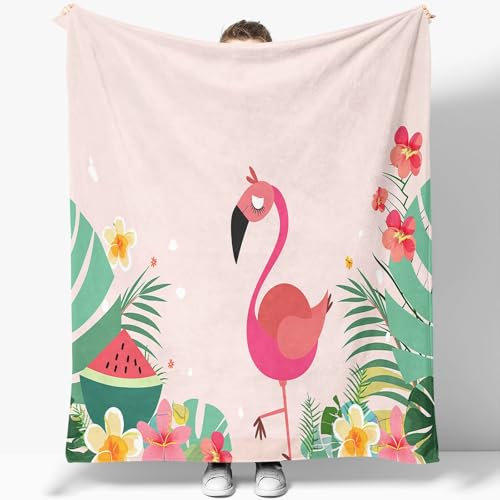 Bettwäsche Flanell Wohndecke 180 x 200 cm, Farbe Flauschige und Warme Kuscheldecke, Bequeme Cartoon-Tier Flamingo Sherpa Decke, Pflegeleicht Decke für Couch und Bett
