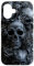 Hülle für iPhone 16 Gothic Aesthetic Grunge Totenkopf mit schwarzen Rosen, dunkle gotische Kunst