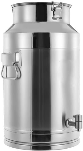 Generic Pot À Lait À L'Ancienne Seau À Lait De Grande Capacité Avec Robinet Et Couvercle Étanche Pot À Lait En Acier Inoxydable Pour Stocker Du Vin, De L'Huile Et Du Jus,5L