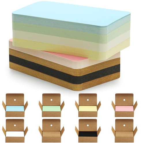 Omtofo 800 Piezas Tarjetas De Papel Kraft En Blanco, 7 Colores Tarjeta De Mensaje Kraft, Tarjetas Estudio De Visita, Aprendizaje, Memoria, Postales, Juego Para Graffiti Diy Regalo, 9 X 5.4cm