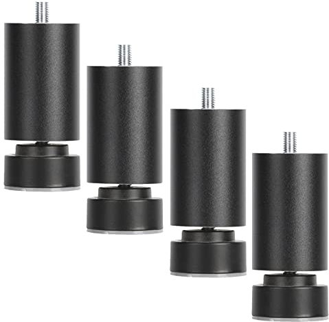 Lot de 4 pieds de meubles réglables en métal noir de 10 cm avec boulons M10