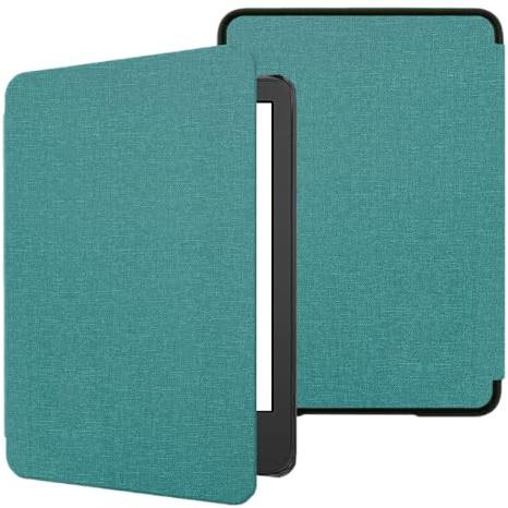 TOKILO Neu Hülle für Kindle 6 2024 E-Reader, weiches PU-Leder Cover mit automatischem Wake/Sleep Kompatibel mit 6 Kindle e-Book Reader (11th Gen 2024/2022 Release), Grün Blau