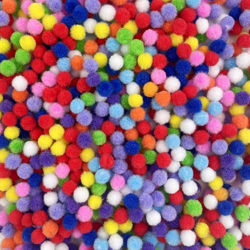 Sudnsadaks 500 Pcs Pon Pon Colorati, 10 mm Mini Elastic Pom Pom, Fun Round Pompoms Craft Set, Pompon Colorati Palline Peluche Colorate, Fai da Te Artigianato Palline per Decorazione, Bambini Regali