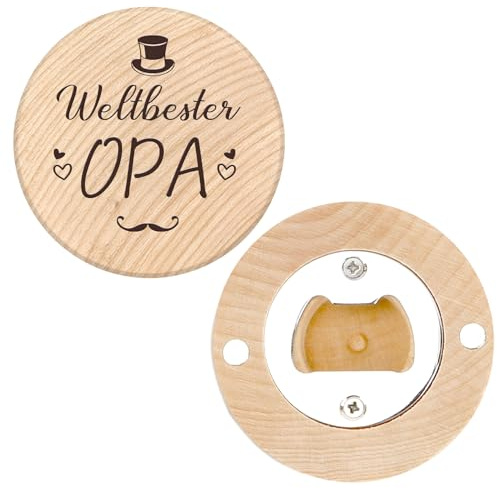 Opa Geschenk Flaschenöffner Holz Rund Vatertagsgeschenk Vatertag Geschenk Opa Geburtstag Geschenke für Männer Großvater Großeltern Geschenke Bieröffner von Enkelsohn Enkeltochter Enkelkinder
