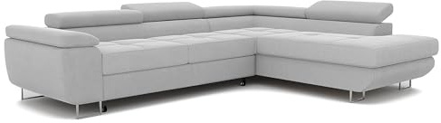 IDOHOME Ecksofa mit Schlaffunktion und Bettkasten Rechts 274 x 203 cm | 274 x 203 cm, Hoher Sitzkomfort, Verstellbare Kopfstützen, Wohnen und Schlafen, Rechte Ausführung