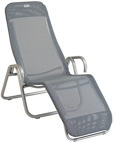 acamp Gartenliege klappbar | Wetterfest beschichtete Sonnenliege Garten | Liegestuhl klappbar mit Bezug aus atmungsaktivem Acatex-Gewebe | Kippliege mit hohem Komfort | Liege in Platin Grigio