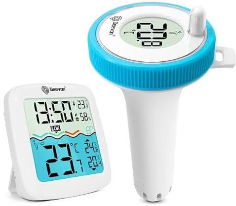 Pavlleen Thermomètre Piscine Sans Fil Flottant avec Récepteur,Thermomètre Numérique Flottant Sans Fil,pour Spa,Aquarium,piscines,baignoires,bassins à poissons
