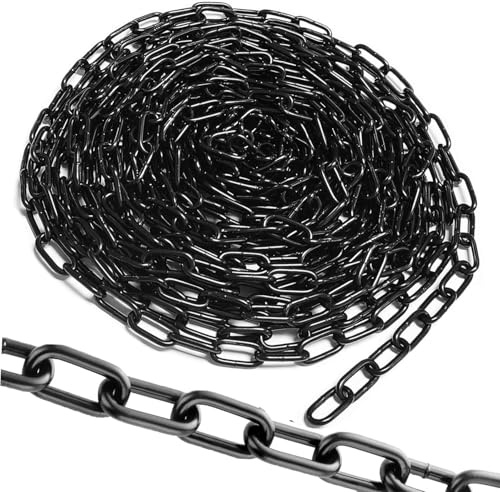 10m Starke Stahlkette Kohlenstoffstahl Ø 3mm Gliederkette Meterware Kette Schwarz für Pendelleuchten, Lampenkette, Schwenkkette