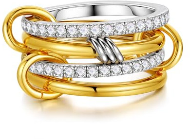 TINGN Gold Ringe für Damen 14k Vergoldete Wasserfest Stapelbarringe Goldene Stapelbar Ringe Set Statement Daumenring Fingerring Hypoallergene für Frauen Herren