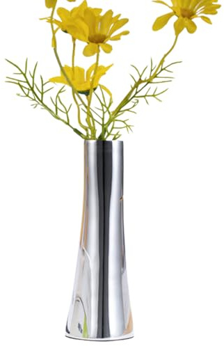 Edelstahlblumenvase - Schlanke Knospenvase, Silbervase, Metallurne | Poliertes Edelstahlblütenhalter mit schmalem Hals für das Restaurant des Restauranthotels (Edelstahl)