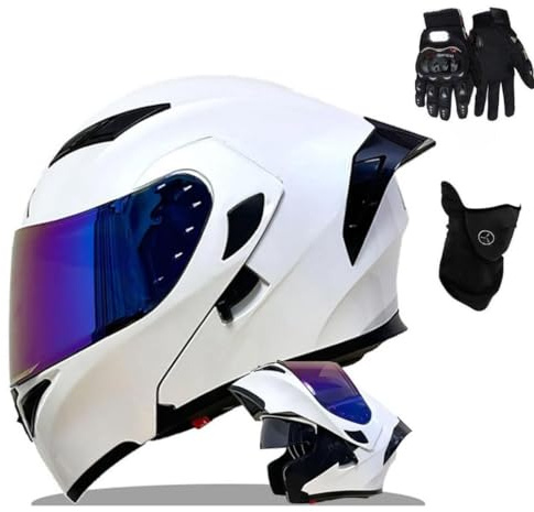 Motorradhelme, Helm Klapphelm Helm mit Drop Down Sonnenblende, Für Erwachsene Männer Frauen, Antwort ECE Genehmigth(C3,XXL(61~62CM))