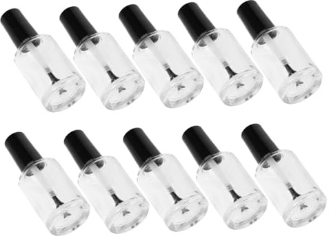 FIXOSHEE 10 Stück Nagellack Flaschen aus Klarem mit Weichem Pinselverschluss Nachfüllbare Portable Nagellack und Nagelöl Behälter für Nail Art Salon und DIY Transparente Sample Container