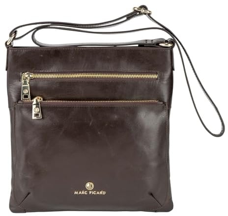 Marc Picard Leder Umhängetasche Firenze Crossover Bag Brown dunkelbraun