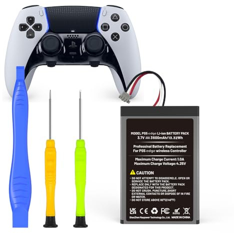 1 batterie pour PS5 Dualsense Edge, mise à niveau 2026 haute capacité 3600 mAh batterie rechargeable pour manette PlayStation 5 Dualsense Edge avec kit d'outils