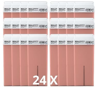 Pack 24 Cartuchos Cera Roll-On Rosa 100ml | Cera Depilatoria Profesional, Baja Fusión, Compatible con Calentador Roll-On Estándar, Todo Tipo de Piel