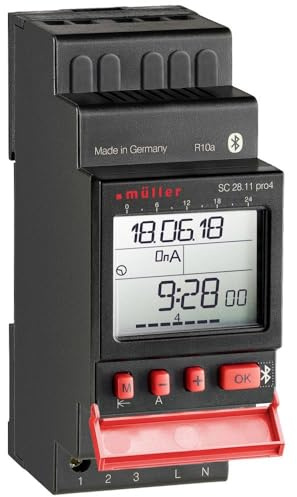 Müller SC 28.11 pro4 230V 50-60Hz Zeitschaltuhr für Digitale Schiene 230V 16A / 250V, Schwarz, Rot, (L x B x H) 63 x 35.8 x 90 mm (SC 28.11 pro)