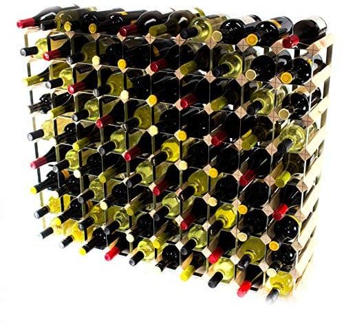 Classic 90 Bottle Pine Wood and galvanised Metal Wine Rack Ready Assembled