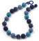 Collier perle de verre épais bleu marine/bleu clair- longueur 56cm