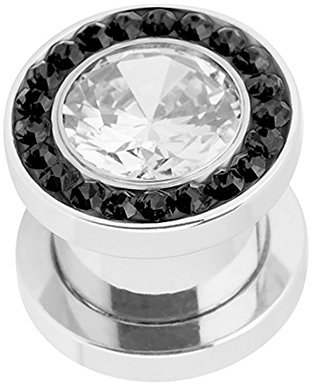 Piercingfaktor Flesh Tunnel Ohr Piercing Plug Ohrpiercing Schraub Edelstahl Multi Zirkonia Kristall 3mm Clear Clear