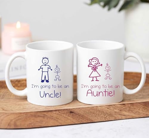 60 Second Makeover Limited I'm Going to be an Auntie I'm Going to be an Uncle Mug Set Stick Person People Cup New Baby