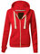 Parsa Fashions ® Felpa da donna con cappuccio, a maniche lunghe, con cerniera, con cappuccio, calda e morbida, comoda ed elastica, Rosso, 12