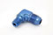 Autobahn88 Raccordo linea freno in alluminio anodizzato - Svasato su tubo, da maschio a maschio NPT, da AN4 a 1/4 NPT a 90 gradi (blu)