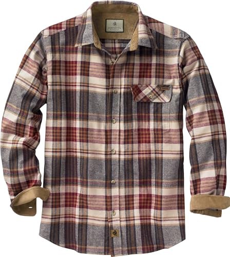 Legendary Whitetails Mens Long Sleeve Button Down 100% Cotton Flannel Shirt, Cedarwood Plaid, X-Large