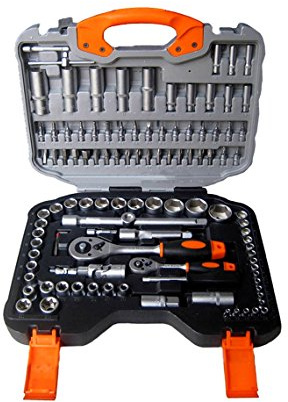 Valigetta Attrezzi da 108 Pezzi – Set Chiavi a Bussola e Cricchetto in Acciaio CR-V – Kit Completo per Auto, Moto, Casa e Fai-da-Te, Valigia Portatile Professionale