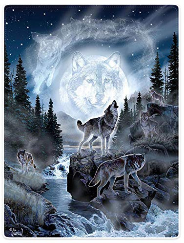 YISUMEI Decke 80x120 cm Kuscheldecken Sanft Flanell Weich Fleecedecke Mond Wolf