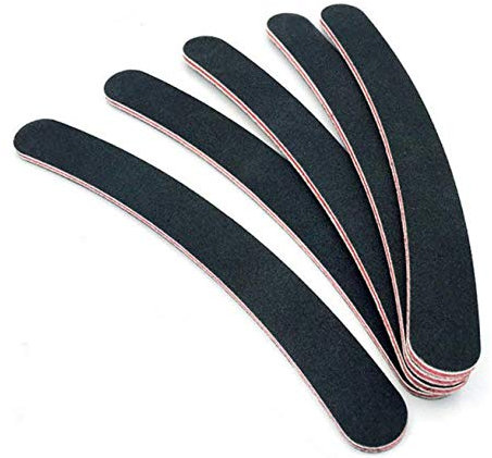 DNHCLL Lot de 10 limes à ongles incurvées et lavables pour manucure pédicure et pédicure à bout arrondi double face en émeri grain 100/180 pour soins des ongles