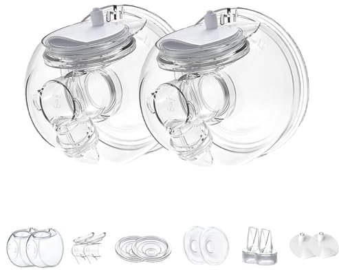 Momlacto Wearable Breast Pump Parts Milk Collector Cup Flange Compatible with Momcozy/TSRETE S9/S10/S12 Breast Pump Replacement Parts Accessories, 2 Sets (27mm Flange)