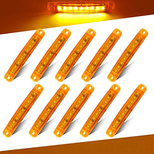 Teguangmei 10pcs Ambra Luce di Posizione Laterale 9LED Luci di Avvertimento del Rimorchio Laterale Luci di Posizione del Camion 3.9 Luci di Ingombro Spia per Rimorchio del Veicolo 12-24V