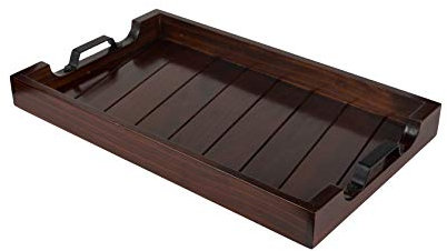 Bamboo Land- Large Wooden Serving Tray, 20”X12’’, Dark Brown, Bamboo Tray, Wooden Trays for Food, Bed Tray Decor, Drink Tray, Mother's Day Gift