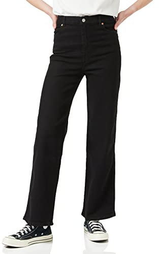 Dr Denim Damen Moxy Straight Jeans, Solid Black, L/34